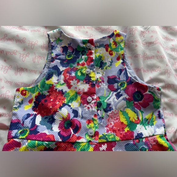 4, Janie and Jack Pink and Blue Pleated Sundress Sleeveless Halter - Picture 13 of 15